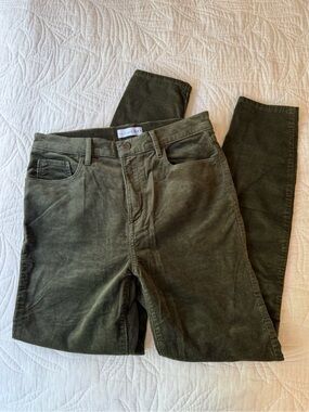 LOFT Slim Straight Olive Green Corduroy Jeans